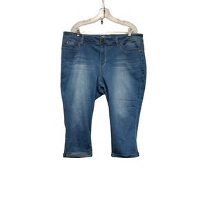 WannaBettaButt YMI Cropped Jeans Women's Plus Size 20 Blue Cuffed Hem Mid Rise